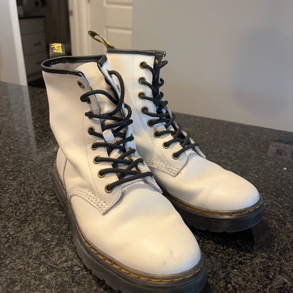 White Lace Up Boots - Picture 2 of 11